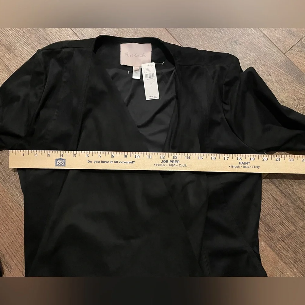 Hutch Black Waterfall Jacket L NWT Faux Suede Open Front Blazer Evening Holiday - Picture 6 of 9